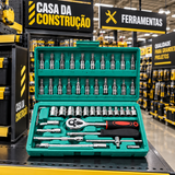 Kit Catraca Pro 46 Peças – Jogo Completo de Soquetes e Bits com Maleta