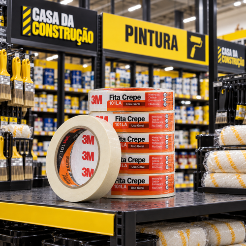 Fita Crepe Profissional 48mm x 50m – Alta Aderência para Pintura e Acabamento