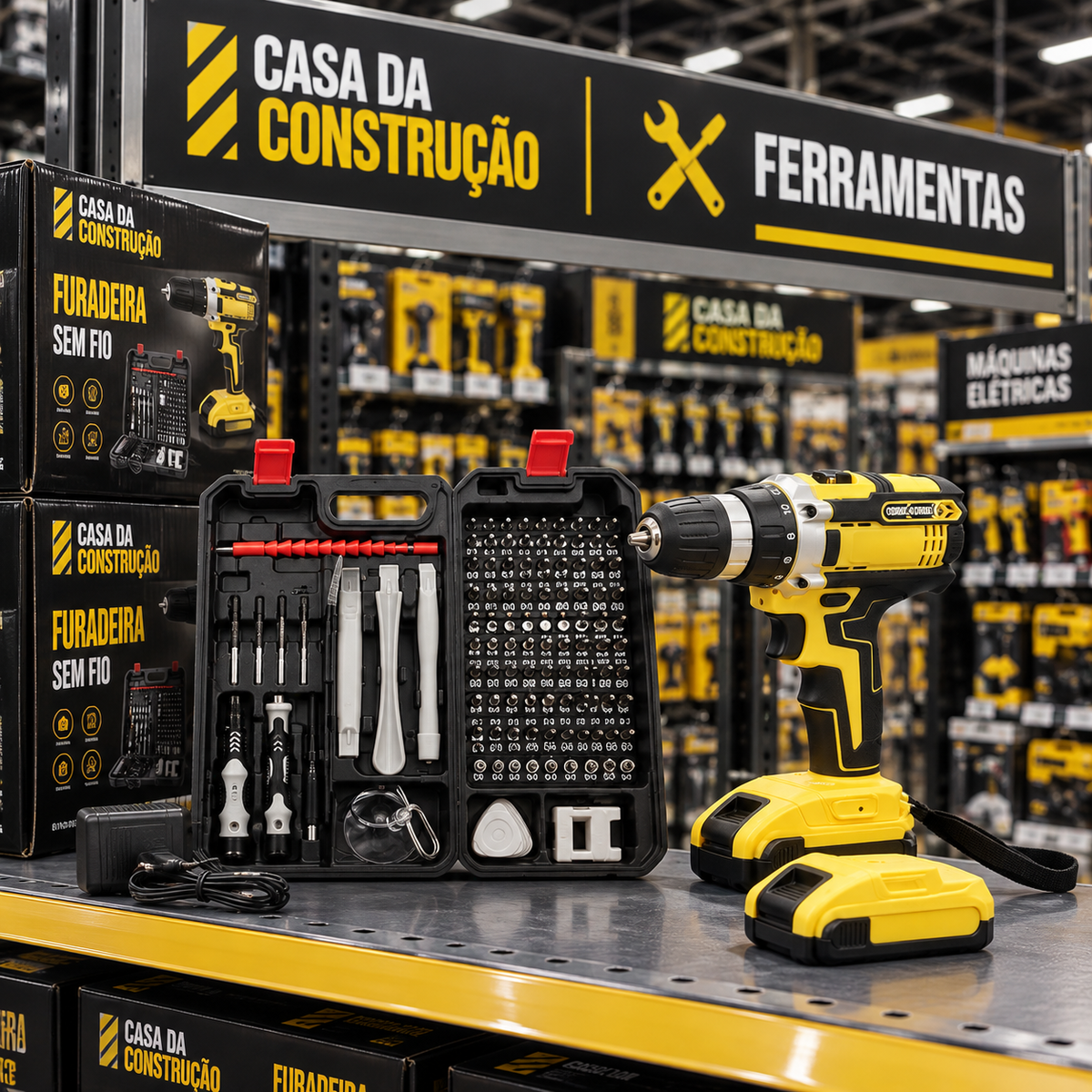 Parafusadeira e Furadeira de Impacto PowerPro 28 Peças – Sem Fio com Maleta