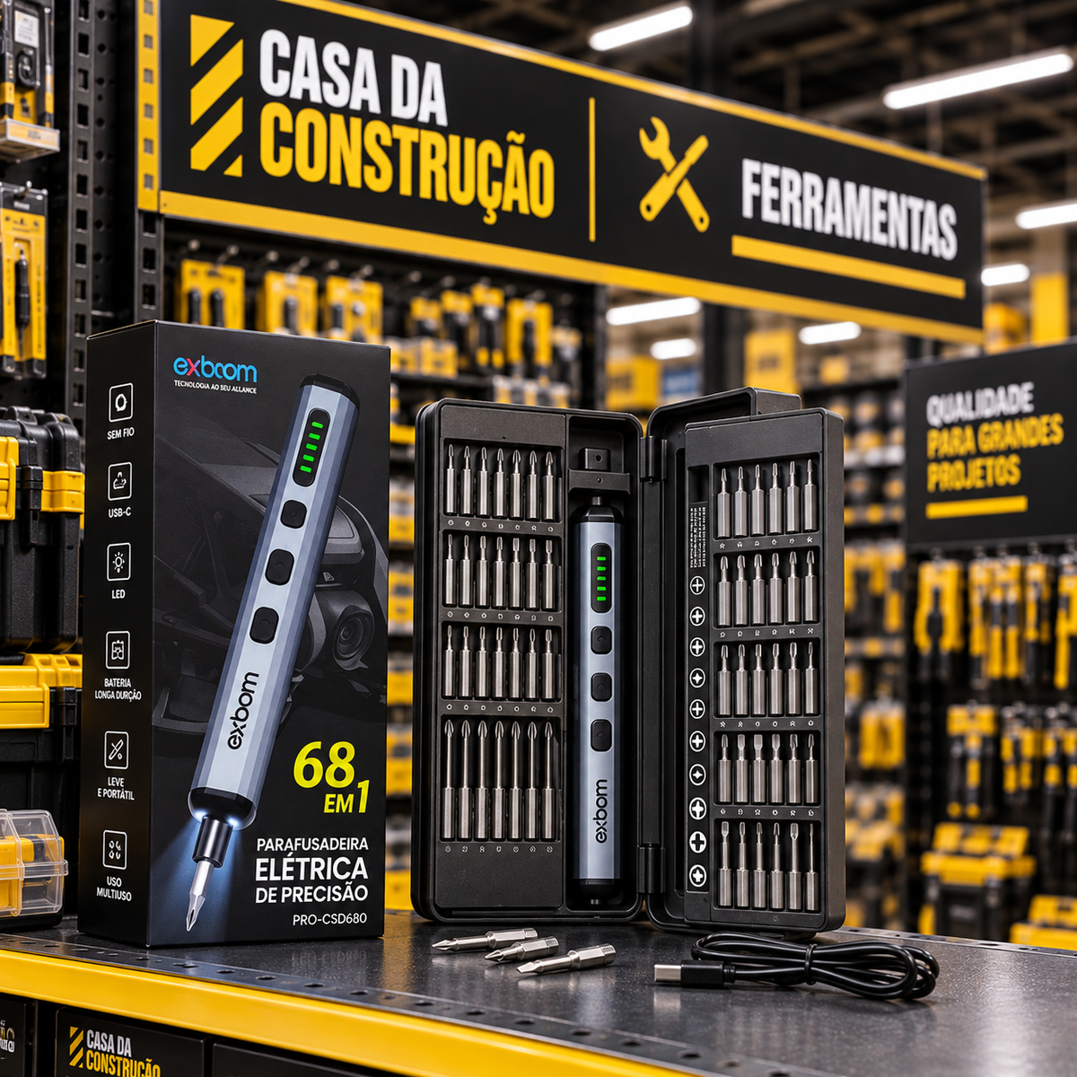 Parafusadeira Elétrica de Precisão 68 em 1 – Recarregável para Eletrônicos