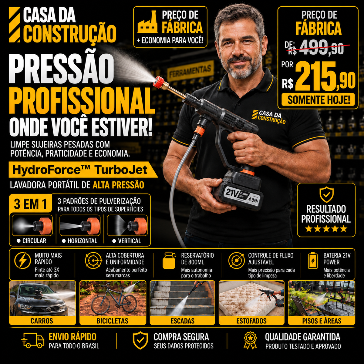 HydroForce™ TurboJet | Lavadora Portátil de Alta Pressão 3 em 1