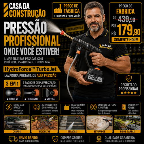 HydroForce™ TurboJet | Lavadora Portátil de Alta Pressão 3 em 1