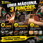 PowerGrind™ Mini Pro 12V | Esmerilhadeira e Lixadeira Sem Fio 3 em 1.