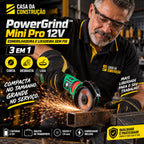 PowerGrind™ Mini Pro 12V | Esmerilhadeira e Lixadeira Sem Fio 3 em 1.