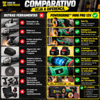 PowerGrind™ Mini Pro 12V | Esmerilhadeira e Lixadeira Sem Fio 3 em 1.