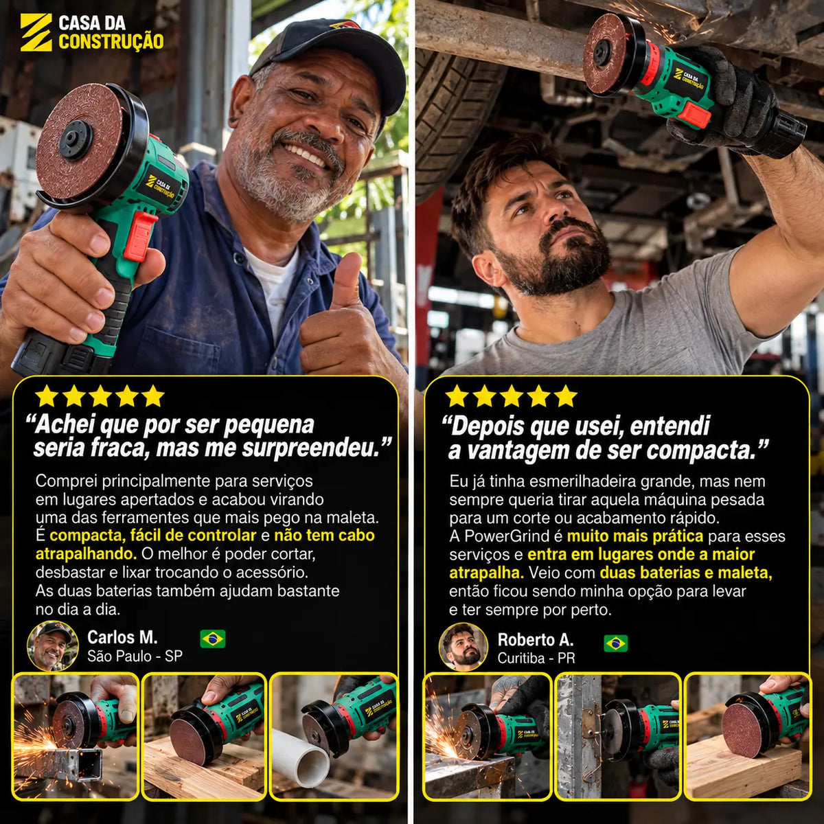 PowerGrind™ Mini Pro 12V | Esmerilhadeira e Lixadeira Sem Fio 3 em 1.