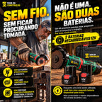 PowerGrind™ Mini Pro 12V | Esmerilhadeira e Lixadeira Sem Fio 3 em 1.