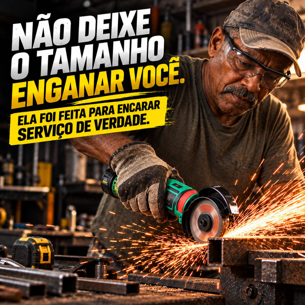 PowerGrind™ Mini Pro 12V | Esmerilhadeira e Lixadeira Sem Fio 3 em 1.