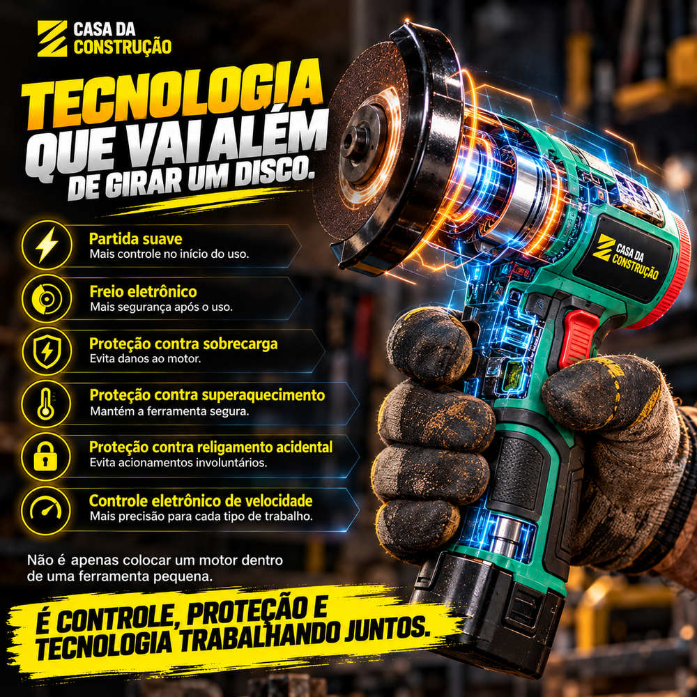 PowerGrind™ Mini Pro 12V | Esmerilhadeira e Lixadeira Sem Fio 3 em 1.