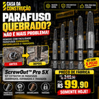 ScrewOut™ Pro 5X | Kit Extrator de Parafusos Quebrados, Espanados e Travado