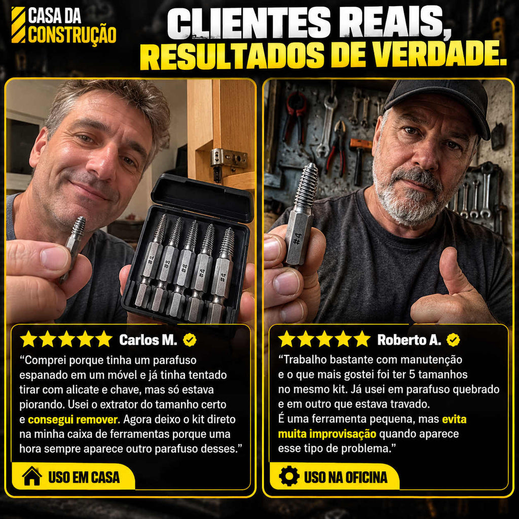 ScrewOut™ Pro 5X | Kit Extrator de Parafusos Quebrados, Espanados e Travado