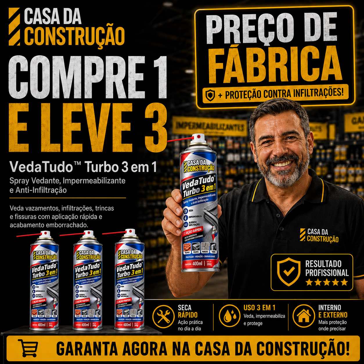 VedaTudo™ Turbo 3 em 1 | Spray Vedante, Impermeabilizante e Anti-Infiltração
