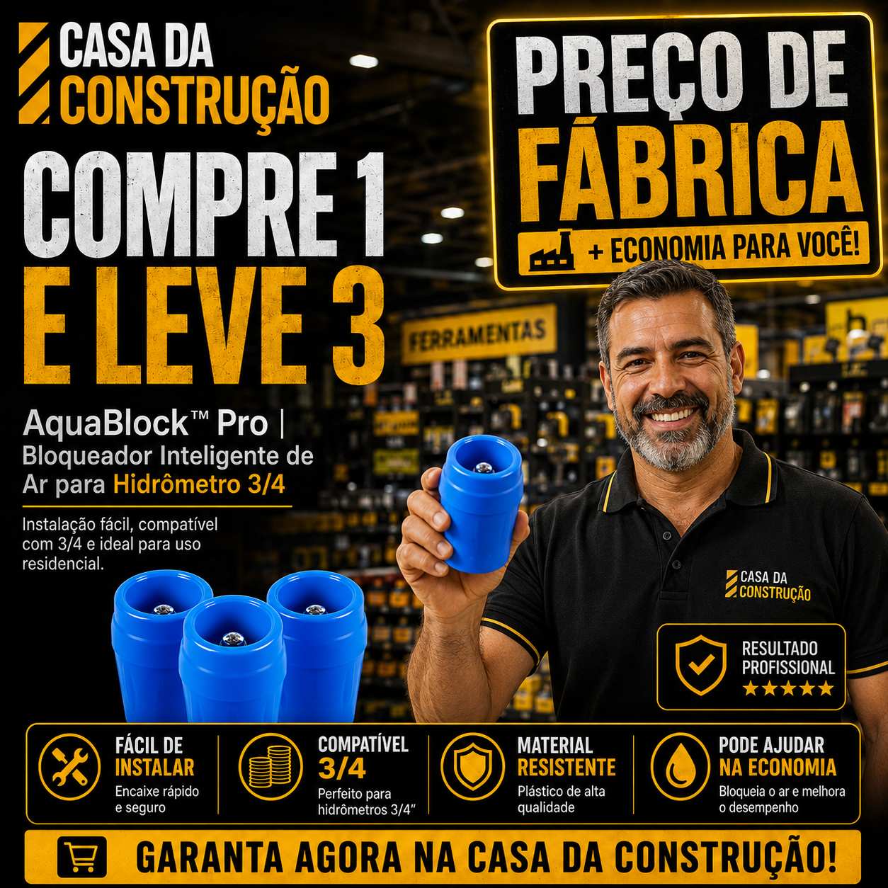 AquaBlock™ Pro | Bloqueador Inteligente de Ar para Hidrômetro 3/4