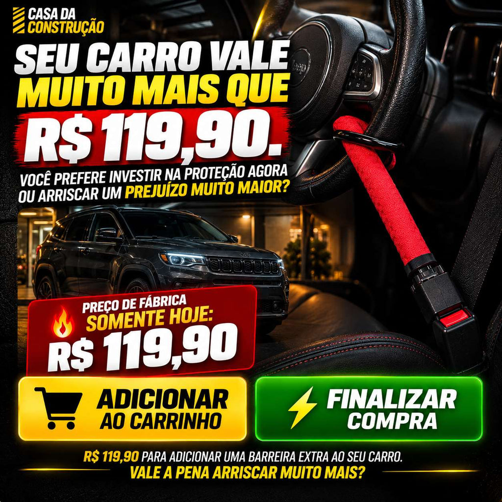 AutoLock™ Pro 72  Trava Antifurto para Volante e Cinto de Segurança