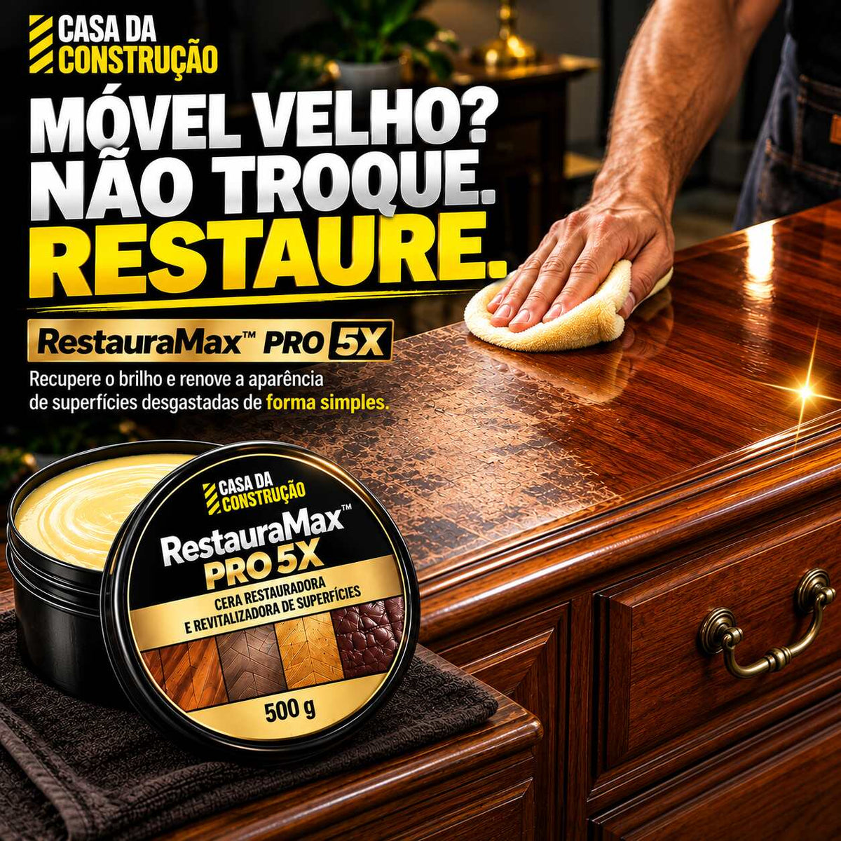RestauraMax™ Pro 5X | Cera Restauradora e Revitalizadora de Superfícies
