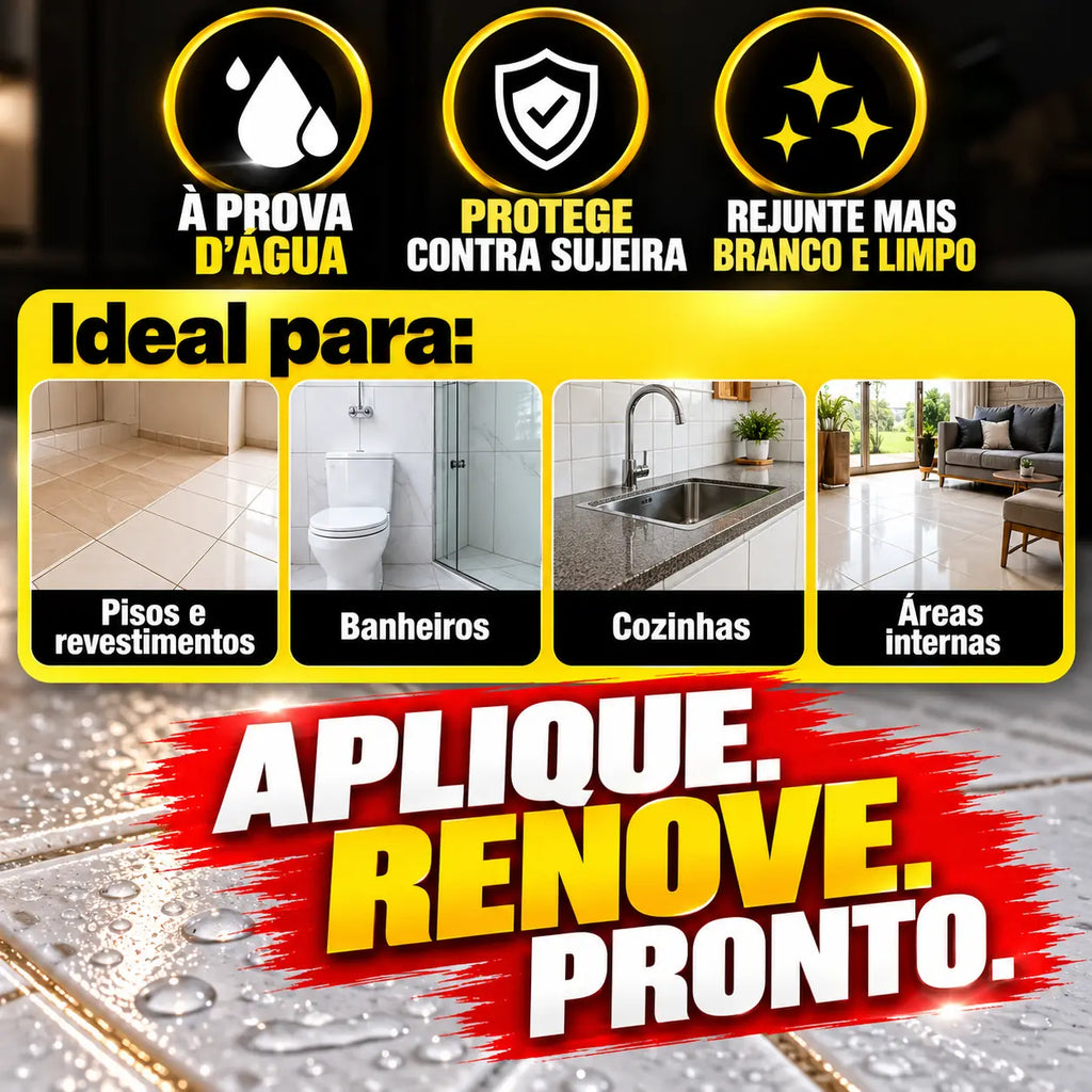 RejunteMax™ Pro 3 em 1 Renovador, Colorizador e Selante de Rejuntes
