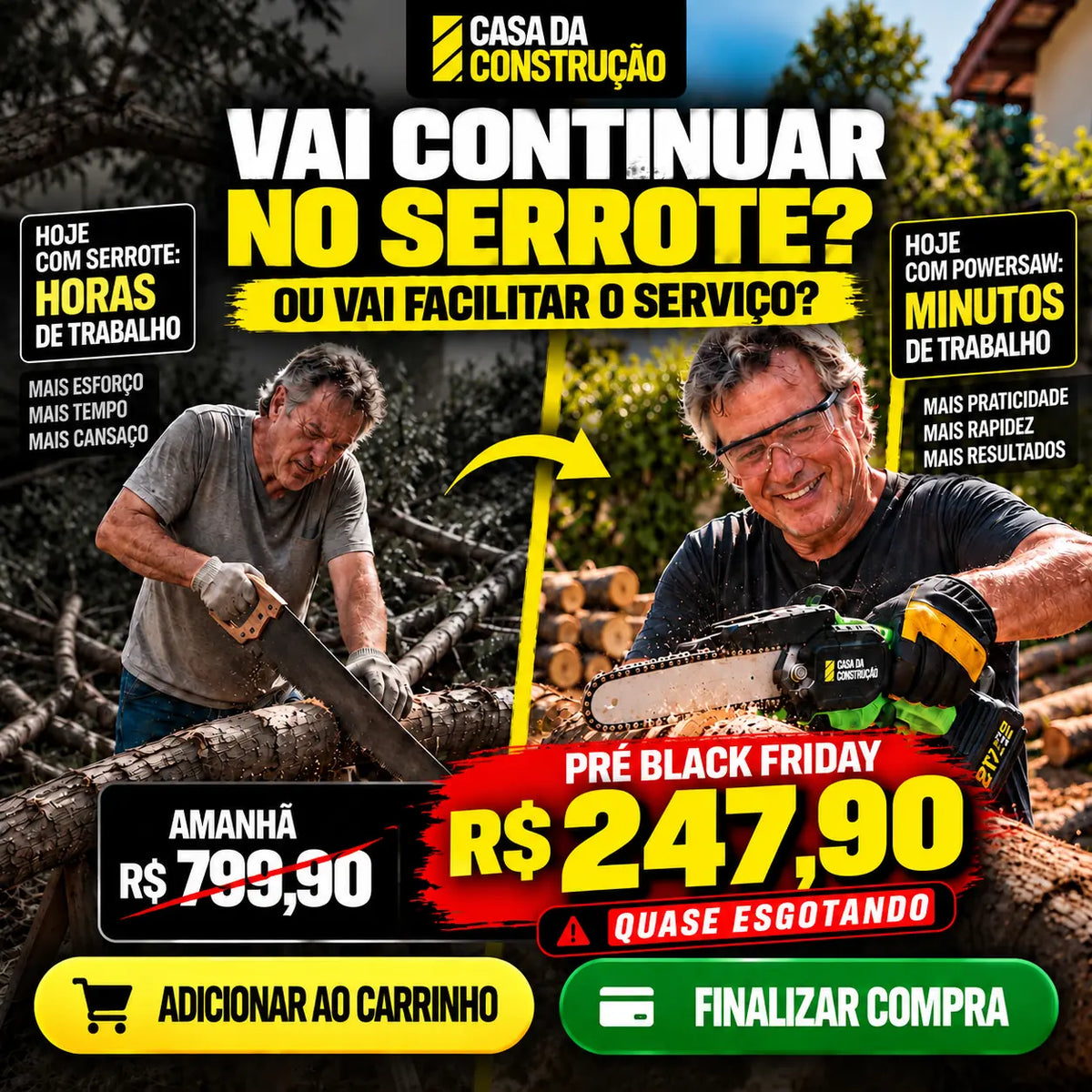PowerSaw™ Pro 21V | Motosserra Portátil Sem Fio