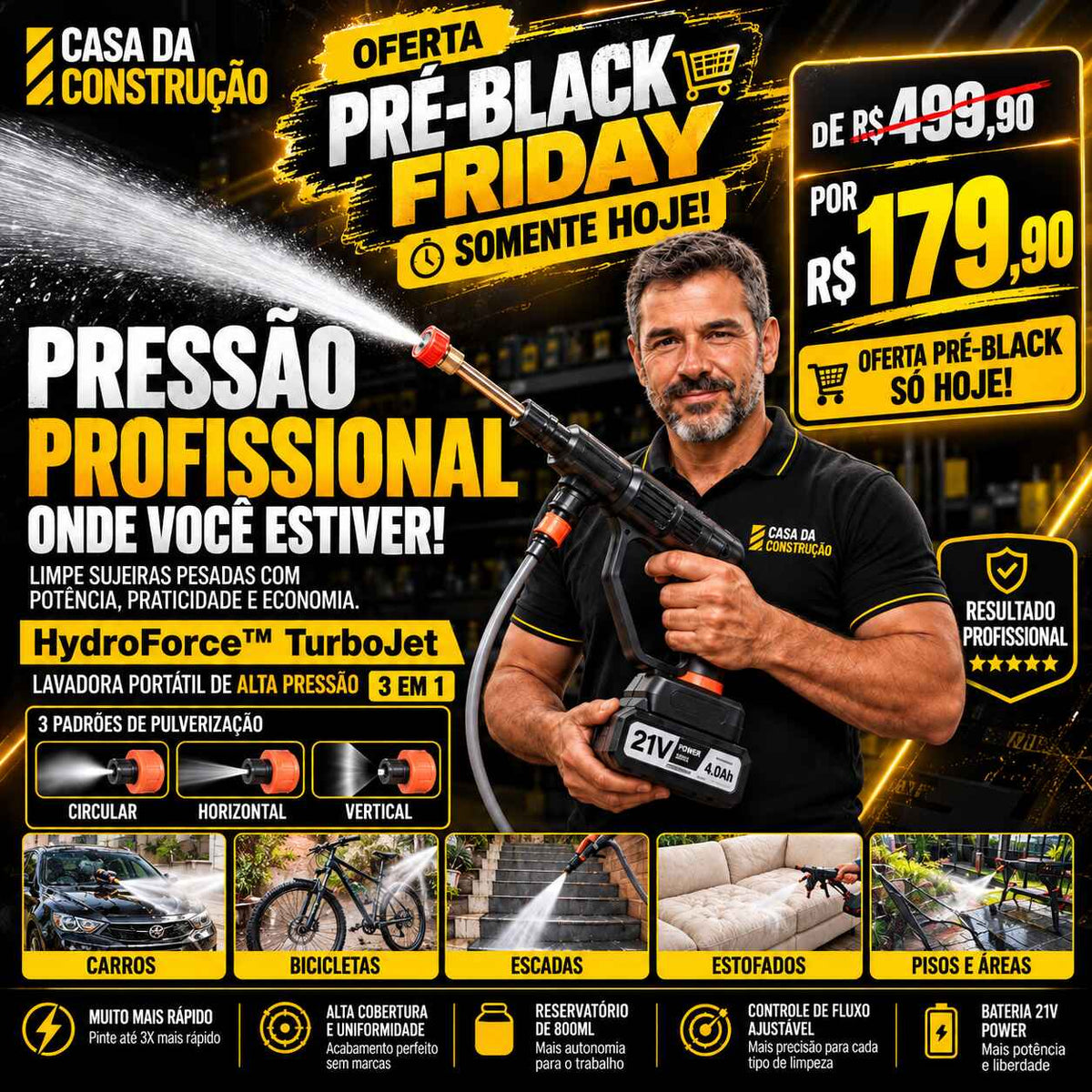 HydroForce™ TurboJet | Lavadora Portátil de Alta Pressão 3 em 1