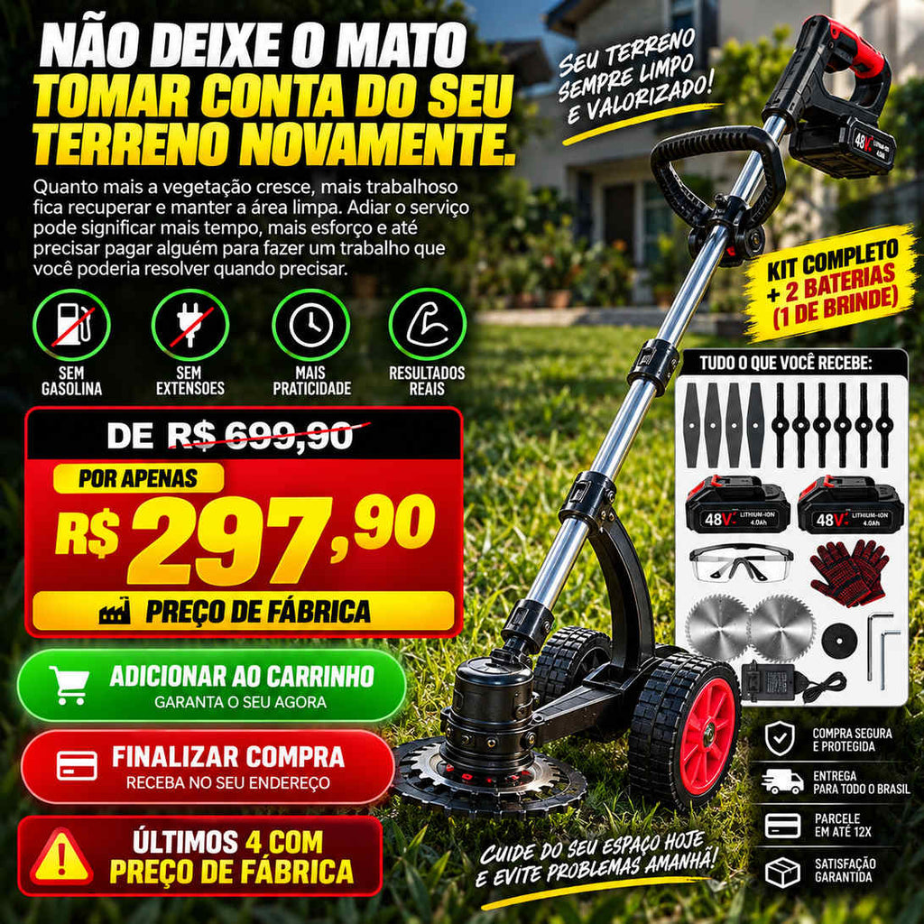 PowerCut™ Pro 48V Roçadeira Profissional Sem Fio 4 em 1