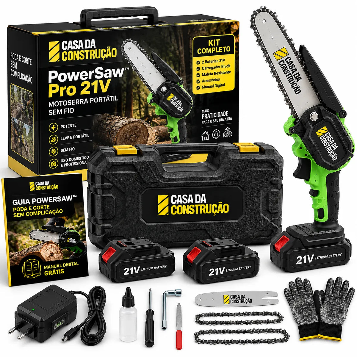 PowerSaw™ Pro 21V | Motosserra Portátil Sem Fio