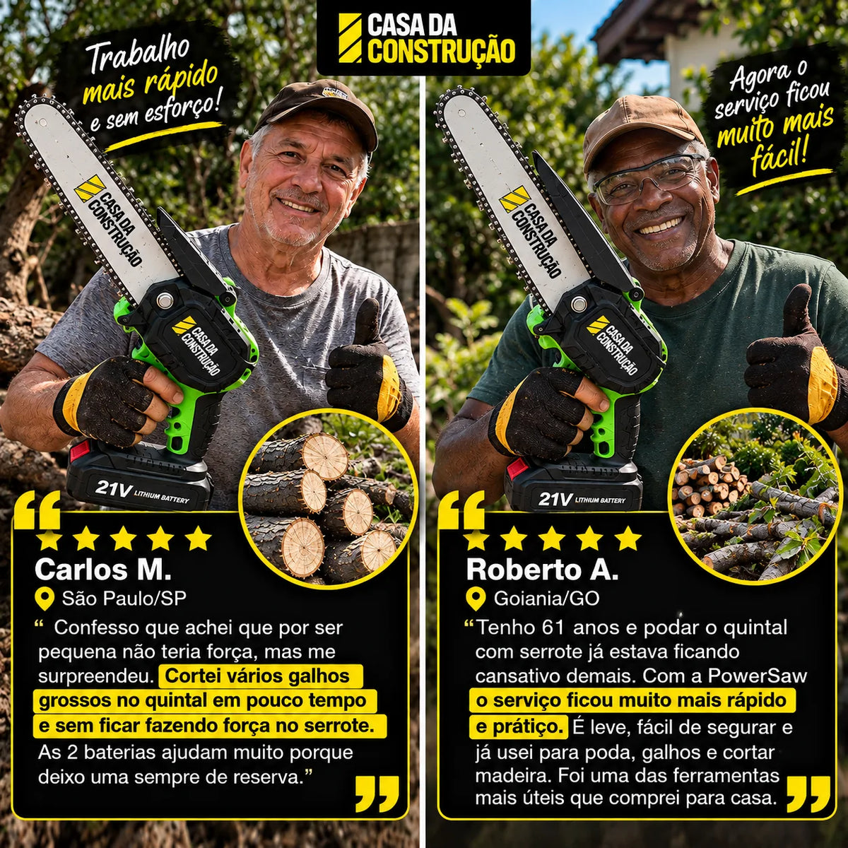 PowerSaw™ Pro 21V | Motosserra Portátil Sem Fio