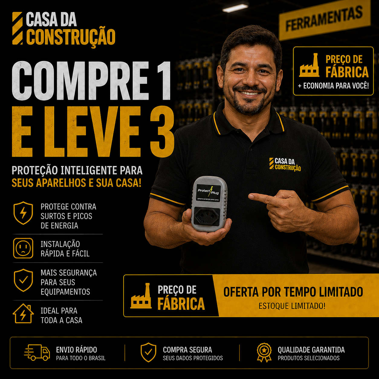 ProtecVolt™ | Protetor Inteligente Contra Surtos, Picos de Energia e Oscilações Elétricas